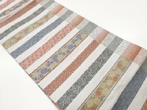 横段に花唐草模様織出し名古屋帯